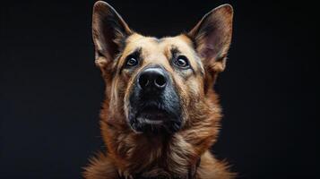 German shepherd dog portrait on black background photo
