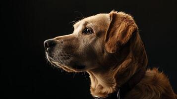 A golden retriever is looking up at the sky photo