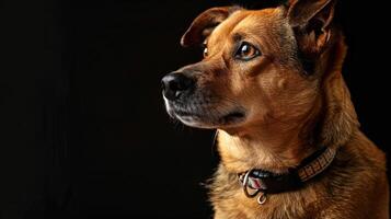 A dog is looking up at the camera photo