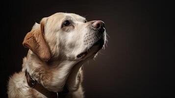 A dog is looking up at the sky photo