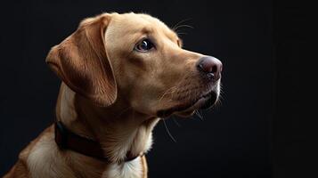A dog is looking up at the camera photo