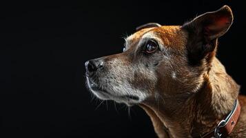 A dog is looking up at something photo