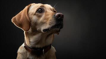 A dog is looking up at the camera photo