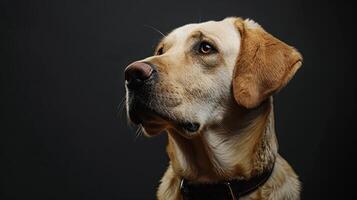 A dog is looking up at the camera photo