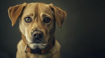 A dog with brown eyes looking at the camera photo
