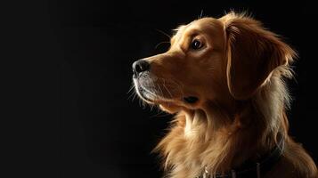 A golden retriever is looking up at the sky photo
