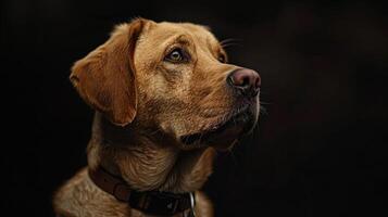A dog is looking up at the camera photo