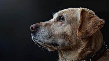 A dog is looking up at something photo