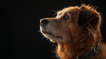 A dog is looking up at something photo