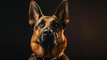 A german shepherd dog is looking at the camera photo