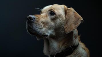 A dog is looking up at something photo