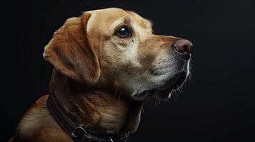 A dog is looking up at something photo