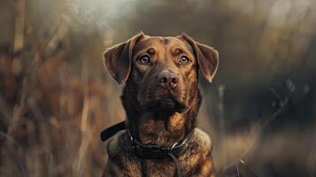 A brown dog is looking at the camera photo