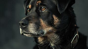 A close up of a dog with a collar photo
