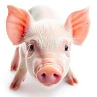 A pig is standing in front of a white background photo