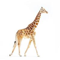 A giraffe walking on a white background photo