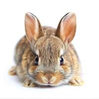 A small rabbit is sitting on a white background photo