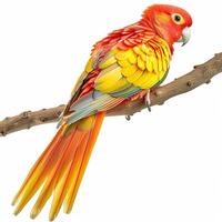 A colorful parrot sits on a branch photo