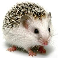 A hedgehog is standing on a white background photo