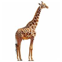 A giraffe standing on a white background photo