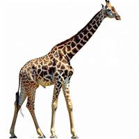 A giraffe standing on a white background photo