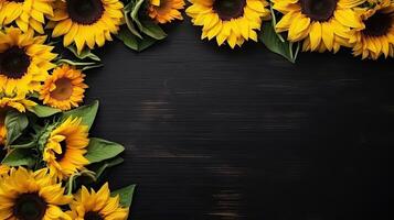 Sunflowers on a black background photo