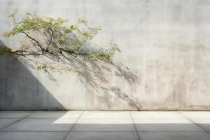 A tree growing on the wall of a concrete building photo
