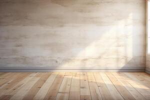 An empty room with a window and wooden floor photo