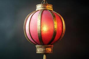 Red and gold chinese paper lantern hanging in the air photo