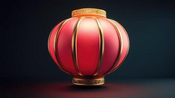 Red and gold chinese paper lantern hanging in the air photo