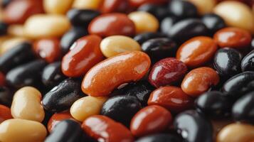 Close up view of different beans creating colorful background photo