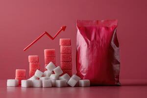 Sugar consumption increasing showing health risk with graph photo