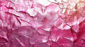 Pink metallic paint cracking forming abstract pattern background photo