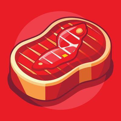 Steak icon on red background