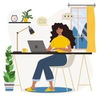 Working at home flat style illustration. vector