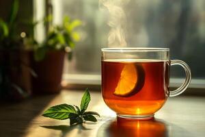 Refreshing Tea Beverage Served in a Beautiful Cup with Natural Ingredients and Aromatic Flavors photo