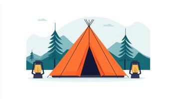 Adventure Equipment for Camping and Climbing - Essential Gear for Outdoor Enthusiasts in Scenic Mountain Landscape photo
