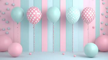 Colorful Party Balloons Against Pastel Background for Celebrations and Events photo