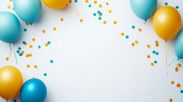 Colorful Balloons and Confetti on White Background - Perfect for Celebrations and Party Themes photo