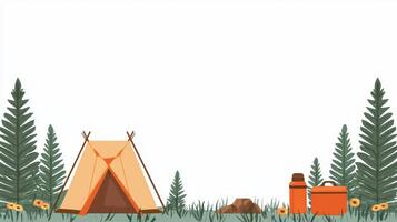 Adventure Equipment for Camping and Climbing - Tent, Gear, and Nature Background for Outdoor Enthusiasts photo