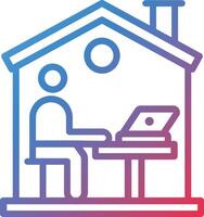 Work From Home Gradient Line Icon vector