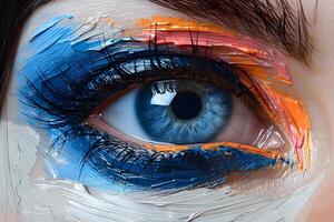 Vibrant Eye with Colorful Paint Strokes - Conceptual Art Design for Creativity and Inspiration photo