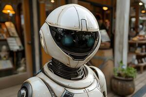 Futuristic Robot in Urban Setting for Technology and Innovation Design photo