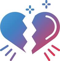 Broken Heart Glyph Gradient Icon vector