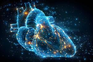 Digital Heart Futuristic Technology and Medical Visualization for Innovation and Research photo