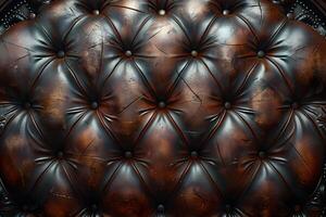 Luxurious Vintage Leather Texture with Elegant Button Detailing for Design and Decoration photo