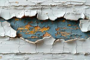 Peeling Paint Texture on Weathered Wooden Surface for Design and Art Projects photo
