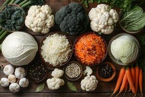 Fresh Winter Vegetables and Spices for Seasonal Cooking and Healthy Recipe Design photo