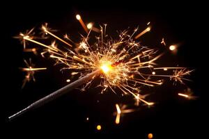 Vibrant Sparkler Burst Against Black Background for Celebration Themes photo