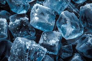 Close-Up of Frosted Ice Cubes Perfect for Cool Refreshment and Beverage Concepts photo